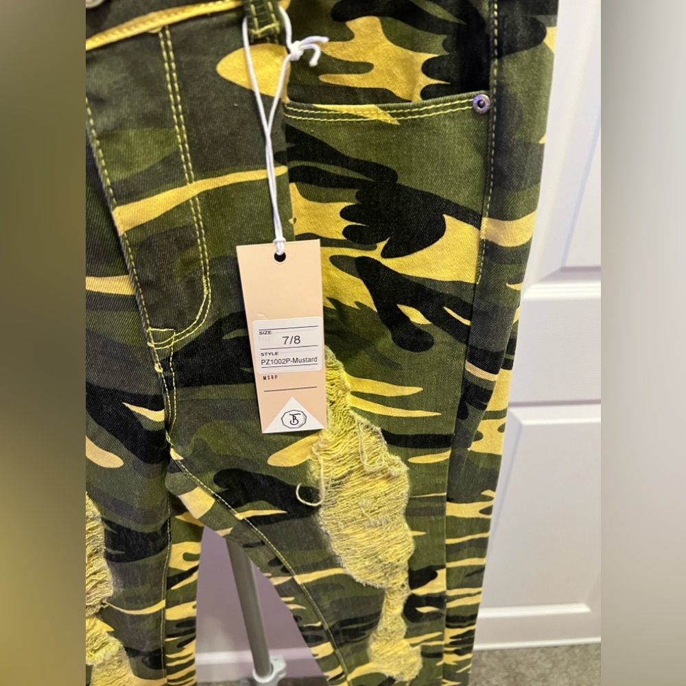 Blue Topic Yellow & Green Camo Denim Jacket & Matching Pants Size Small-… - Picture 4 of 13